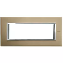 placa 6 modulos. color aluminio - titanio cepillado modelo axolute bticino ref ha4806nx