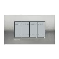 placa rectangular 4 modelo living light. terminacion acero cepillado bticino ref lna4804acs