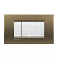 placa rectangular 4 modelo living light. terminacion bronce bticino ref lna4804bz