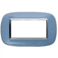 placa 4 modulos. color azul liquido, estilo eliptica bticino ref hb4804dz