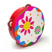 pandero musical infantil flores 6 pulgadas 8 chapas