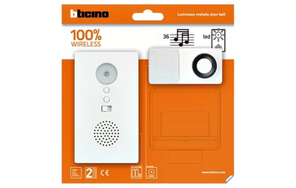 Timbre Inalambrico Audio/luz 36 Melodias Ref 393005 Bticino