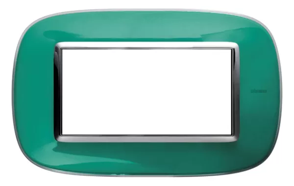 Placa 4 Modulos. Color Verde Liquido Estilo Eliptica Bticino Ref Hb4804dv