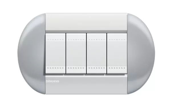 Placa Eliptica 4 Modelo Living Light. Terminacion Sky Bticino Cod Ref Lnb4804ts