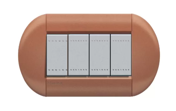 Placa Eliptica 4 Mod Living Light. Terminacion Siena Bticino Cod Ref Lnb4804si