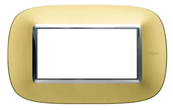 Placa 4 Modulo Color Oro Satinado Estilo Eliptica Bticino Cod Ref Hb4804os
