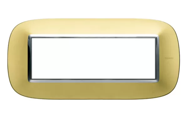 Placa 6 Modulos. Color Oro Satinado Modelo Eliptico Bticino Cod Ref Hb4806os