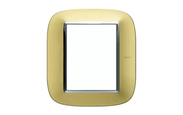 Placa 3+3 Color Oro Satinado Modelo Eliptica Bticino Cod Ref Hb4826os