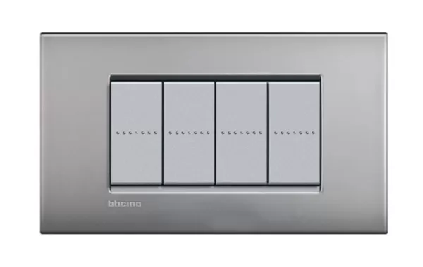 Placa Air 4 Modulos. Color Niquel Satinado Modelos Living Light Bticino Ref Lnc4804nk