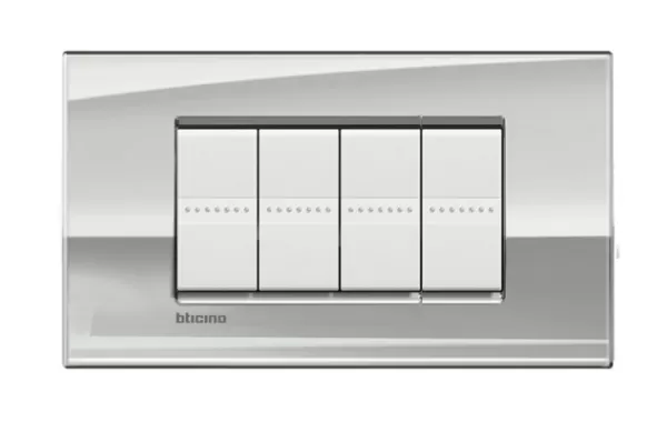 Placa Air 4 Modulos. Color Paladio Modelo Living Light Bticino Ref Lnc4804pl