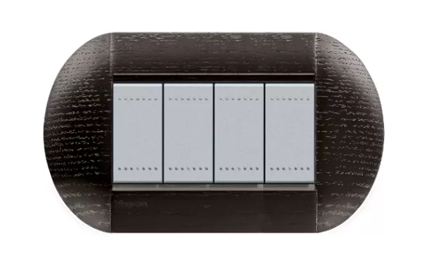 Placa Elï¿½ptica 4 Mï¿½d. Terminaciï¿½n Roble Oscuro Bticino Cod Ref Lnb4804lrw