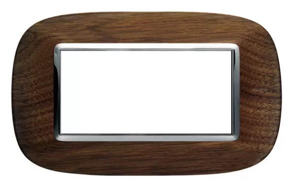 Placa 4 Modulos Color Nogal Estilo Eliptica Bticino Ref Hb4804lnc