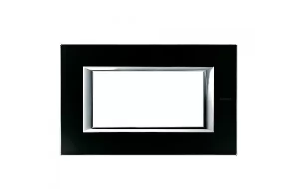 Placa 4 Modulos. Color Vidrio - Negro Noche Modelo Axolute.bticino Ref Ha4804vnn