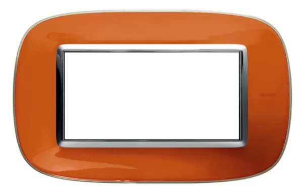 Placa 4 Modulo. Color Naranjo Liquido Estilo Eliptica Bticino Ref Hb4804dr