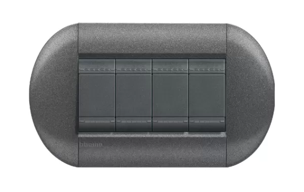 Placa Eliptica 4 Modelo Living Light. Terminacion Grafito Bticino Cod Ref Lnb4804gf