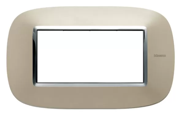 Placa 4 Modulos Color Titanio Claro Estilo Eliptica Bticino Ref Hb4804tc