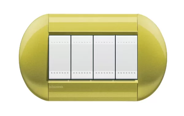 Placa Eliptica 4 Mod Living Light. Terminacion Citron Bticino Cod Ref Lnb4804ct