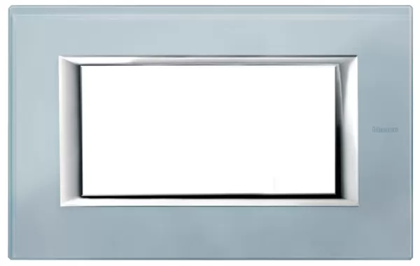 Placa 4 Modulos. Color Vidrio - Azul Cielo Modelo Axolute. Bticino Ref Ha4804vzs