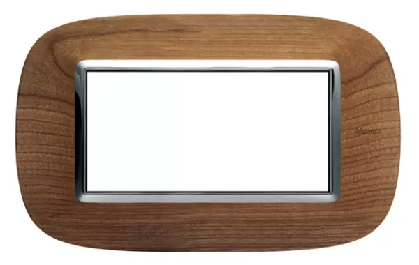 Placa 4 Modulos Color Cerezo Estilo Madera Bticino Ref Hb4804lca
