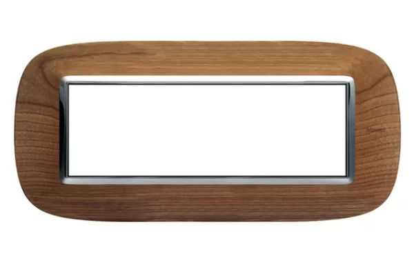 Placa 6 Modulos Color Madera Cerezo Modelo Eliptica Bticino Ref Hb4806lca