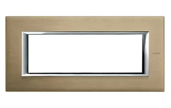 Placa 6 Modulos. Color Aluminio - Titanio Cepillado Modelo Axolute Bticino Ref Ha4806nx