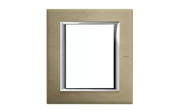 Placa 3+3 Modulos Color Titanio Cepillado Modelo Axolute Bticino Ref Ha4826nx