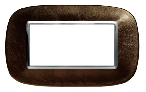 Placa 4 Modulos Color Cuero Cafe Estilo Eliptica Bticino Ref Hb4804sls