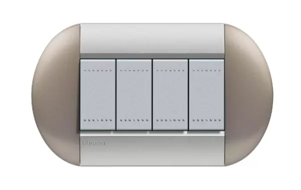 Placa Eliptica 4 Modelo Living Light. Terminacion Bronce Bticino Cod Ref Lnb4804tb