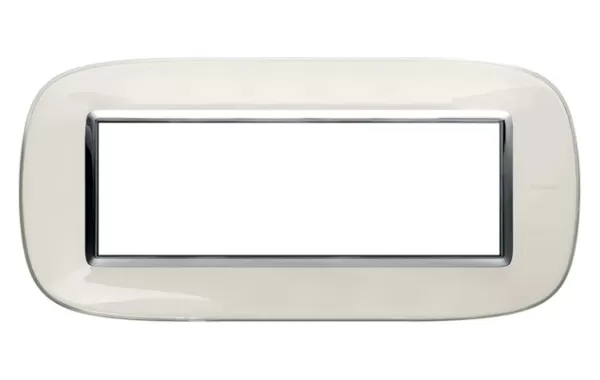 Placa 6 Modulos. Color Blanco Liquido Estilo Eliptica Bticino Ref Hb4806db