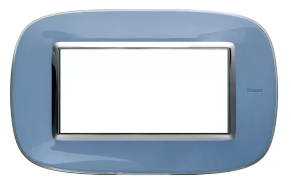 Placa 4 Modulos. Color Azul Liquido, Estilo Eliptica Bticino Ref Hb4804dz