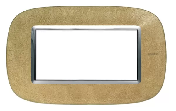 Placa 4 Modulos Color Cuero - Arena Bticino Ref Hb4804slc