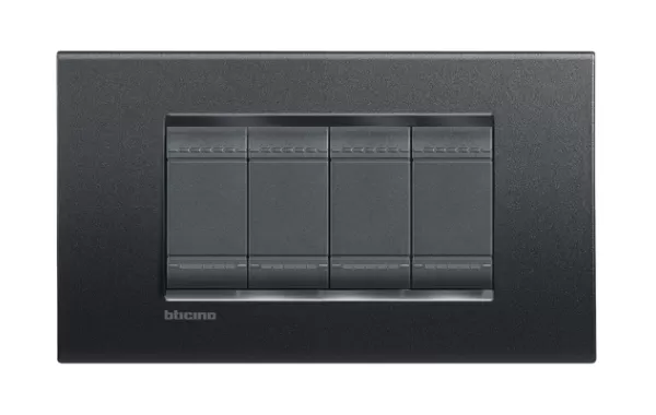 Placa Rectangular 4 Modelo Living Light. Terminacion Antracita Bticino Ref Lna4804ar