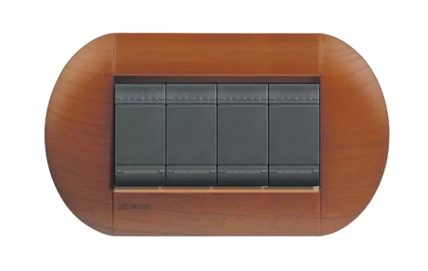 Placa Eliptica 4 Modelo Living Light. Terminacion Cerezo Americano Bticino Cod Ref Lnb4804lca