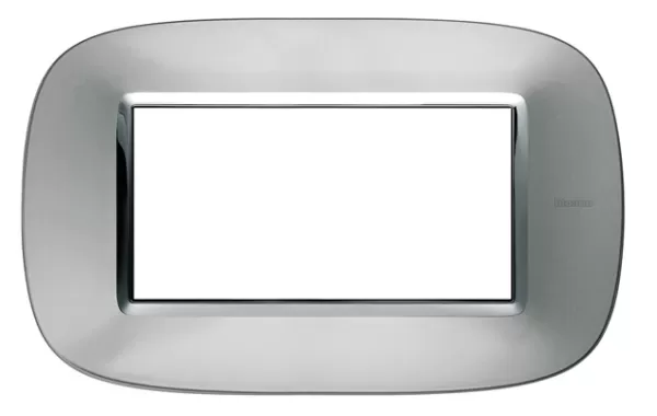 Placa 4 Modulos Color Metalizado Aluminio Bticino Estilo Eliptica Ref Hb4804xc