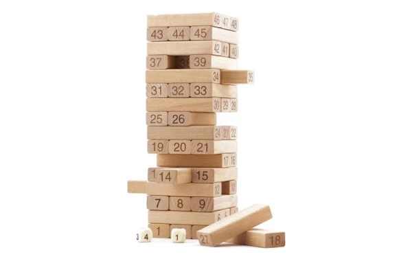 Torre De Bloques De Madera Natural Enumerados Juego De Mesa