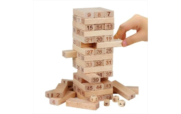 Torre De Bloques De Madera Natural Enumerados Juego De Mesa