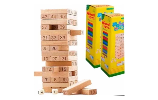 Torre De Bloques De Madera Natural Enumerados Juego De Mesa