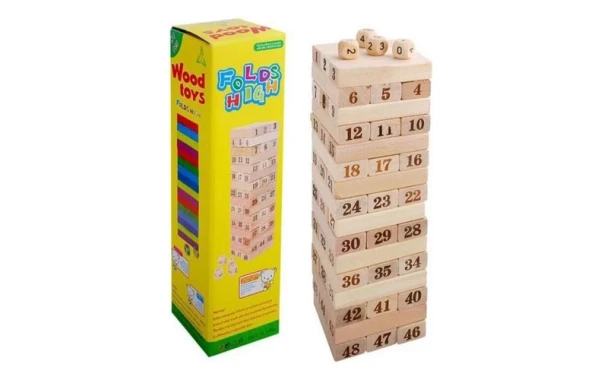 Torre De Bloques De Madera Natural Enumerados Juego De Mesa