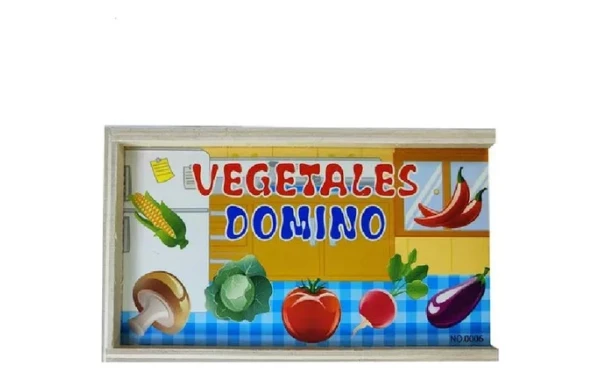 Domino De Vegetales Para Niños Con Caja De Madera