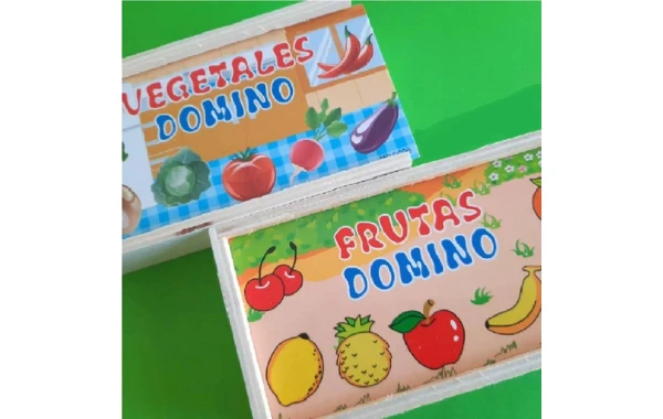 Domino De Vegetales Para Niños Con Caja De Madera
