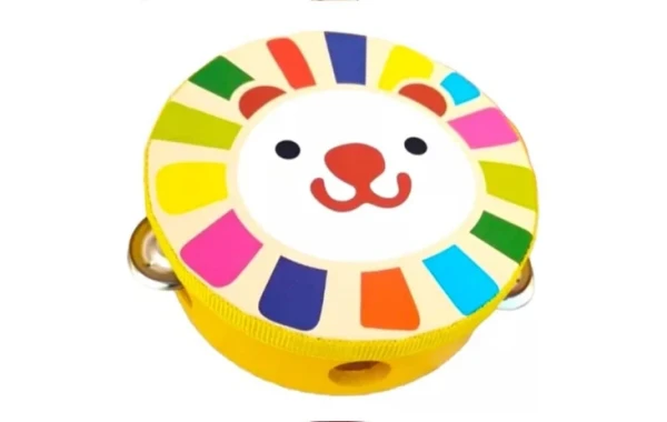 Pandero Musical Infantil Diseño Osito Amarillo 6 Pulgadas