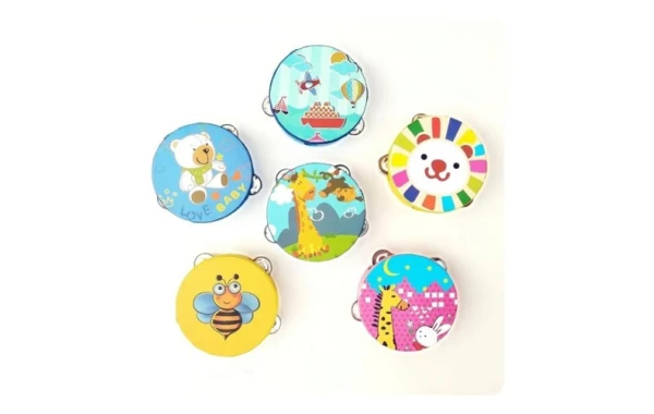 Pandero Musical Infantil Diseño Osito Amarillo 6 Pulgadas