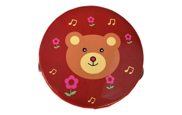 Pandero Musical Infantil Diseño De Oso 6 Pulgadas 8 Chapas