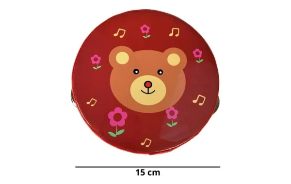 Pandero Musical Infantil Diseño De Oso 6 Pulgadas 8 Chapas