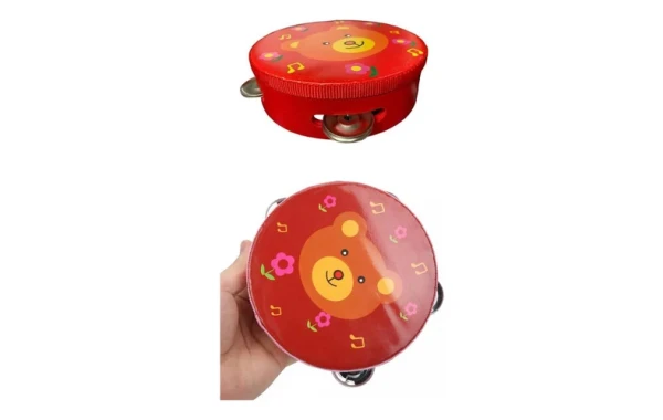 Pandero Musical Infantil Diseño De Oso 6 Pulgadas 8 Chapas