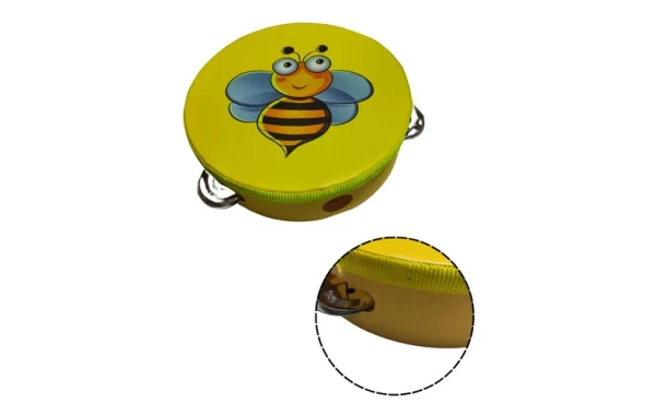 Pandero Musical Infantil Abeja Amarillo 6 Pulgadas 8 Chapas