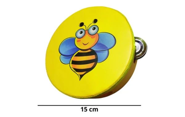 Pandero Musical Infantil Abeja Amarillo 6 Pulgadas 8 Chapas