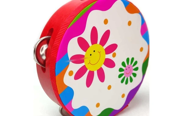 Pandero Musical Infantil Flores 6 Pulgadas 8 Chapas