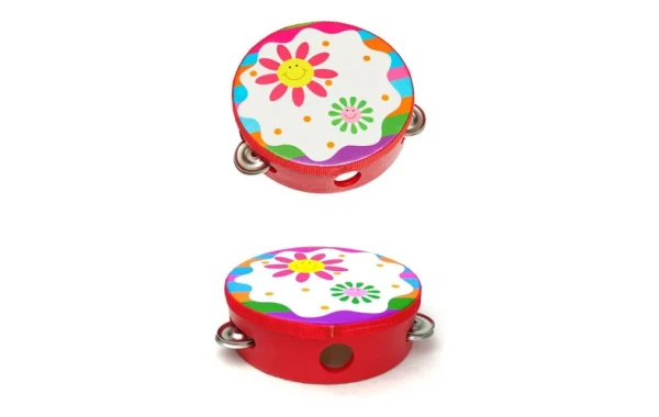 Pandero Musical Infantil Flores 6 Pulgadas 8 Chapas