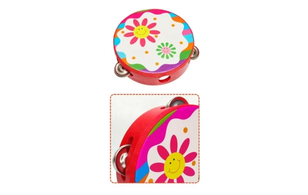 Pandero Musical Infantil Flores 6 Pulgadas 8 Chapas